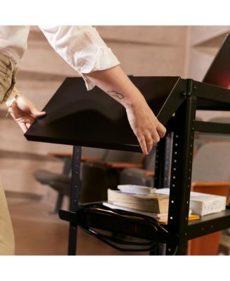 AV Presentation Cart Stand with Drop Leaves, Black, 1