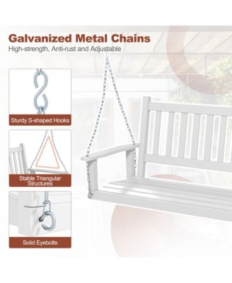 5FT Wooden 3-Person Porch Swing Chair w/ Adjustable Galvanized Metal Chains
