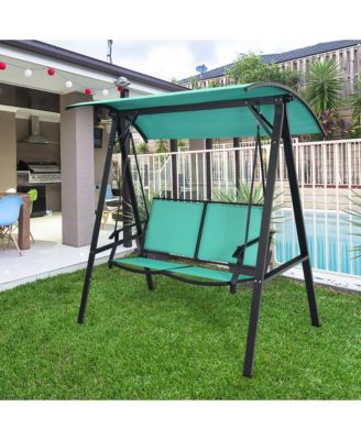 2-Person Outdoor Patio Porch Swing Chair w/ Adjustable Canopy