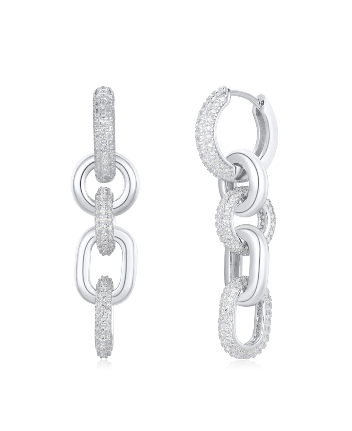 Suzy Levian Sterling Silver Cubic Zirconia Chain Link Drop Earrings - Gold