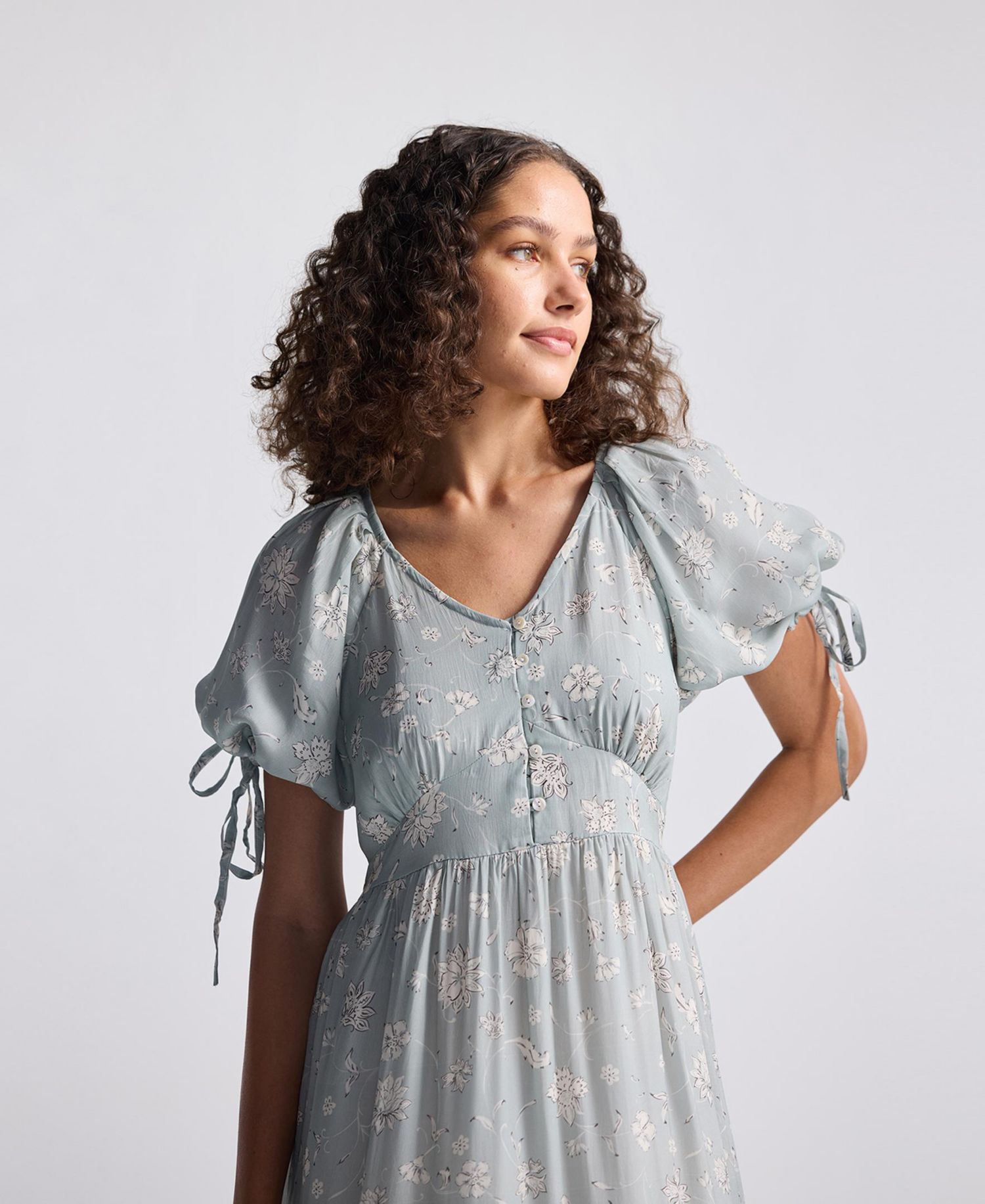 Women's Puff Sleeve Midi Dress