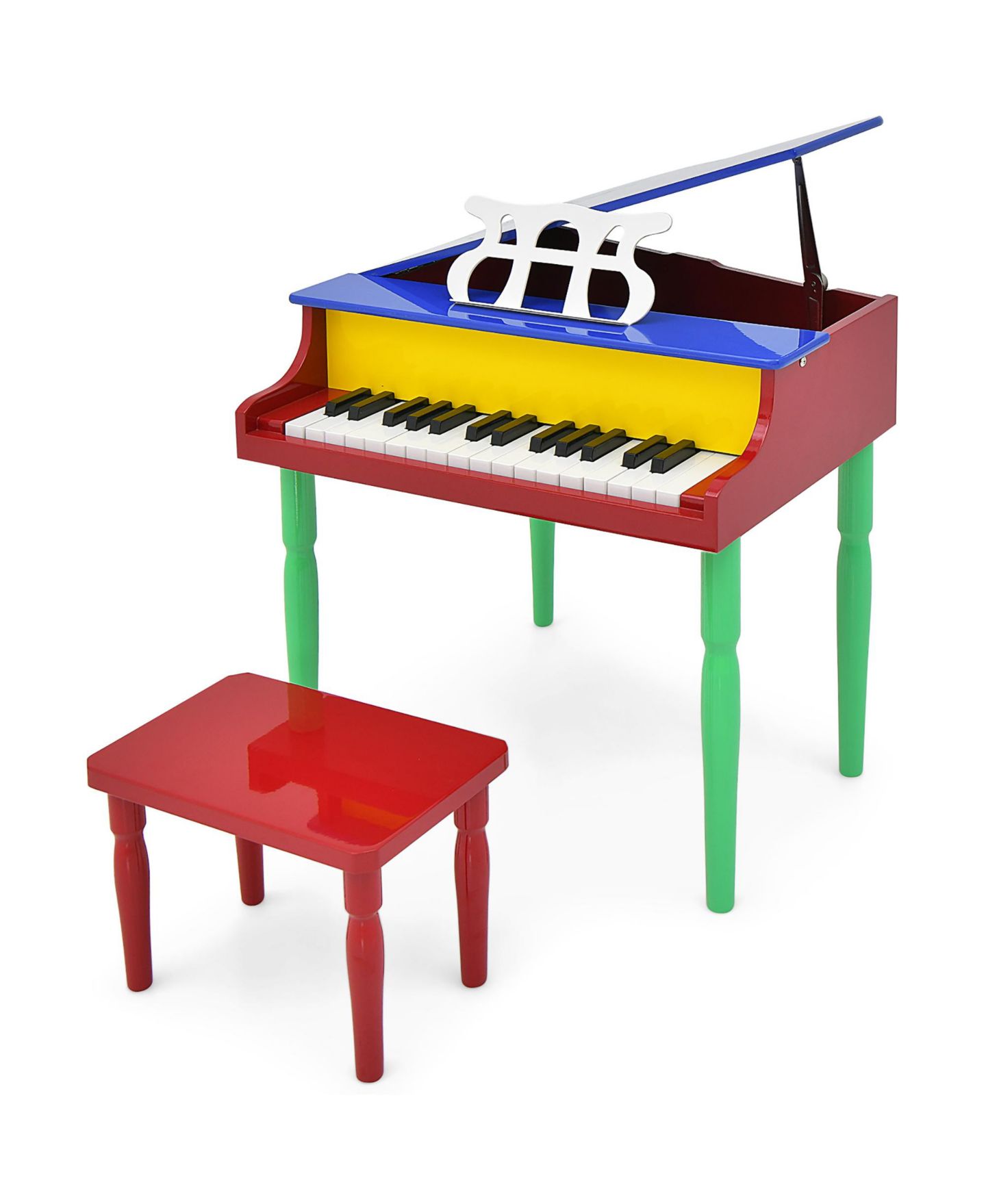 Детские игрушки Gymax 30-Key Wood Grand Piano Music 3-Piece Set, Ages 3+, цвет: Синий — фото 1