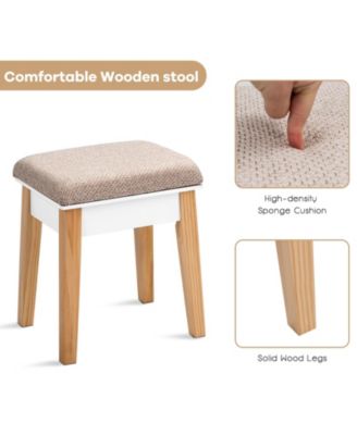 2-Pc. Wood Mirror Vanity Dressing Table Set with Drawer