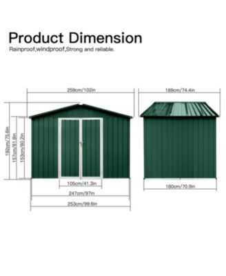 Metal garden sheds 6ftx8ft outdoor storage sheds Green+White