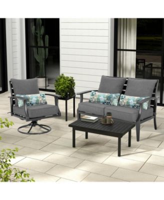 24'' x 24'' Outdoor Deep Seat Chair Cushion Set, Set of 2 Seats, 2 Backs, 2 Pillows (Charcoal)