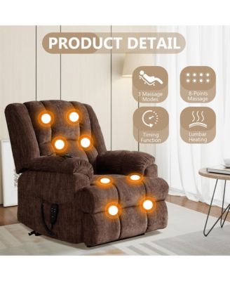 Dual Motor Heat Massage Infinite Position Up to 350 LBS Electric Power Lift Recliners with Power-Remote