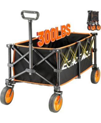 Collapsible Foldable Wagon with 300lbs Weight Cart Heavy Duty Folding Beach Wagon Cart with Wheels and Adjustable Handle for Camping Garden Sports Outdoor Activities Shopping