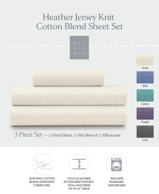 Soft Heather Jersey Knit 3-Pc. Sheet Set, Twin XL