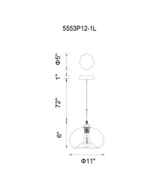 13" Metal Glass 1 Light Down Mini Pendant