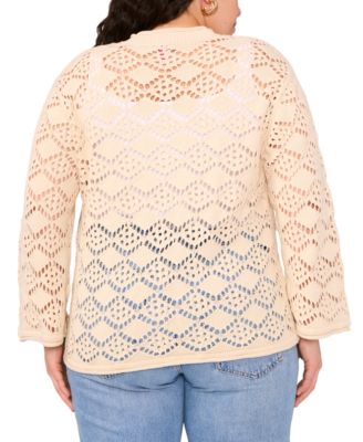 Plus Size Pointelle Cotton Cardigan