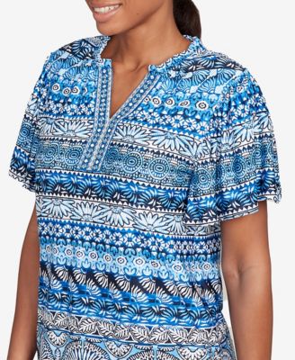 Petite Motif Stripe Embroidered Puff Print T-Shirt