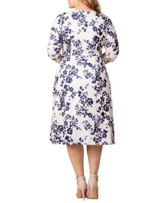 Plus Size Gabriella Ruched Sleeve Midi Dress with Pockets