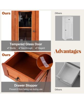 Bathroom Freestanding Storage Cabinet with Single Glass Door