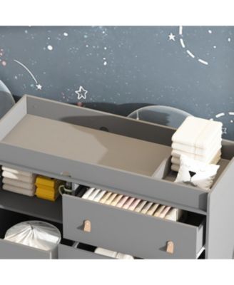 Diaper table with three drawers, baby changing station with multiple storage compartments