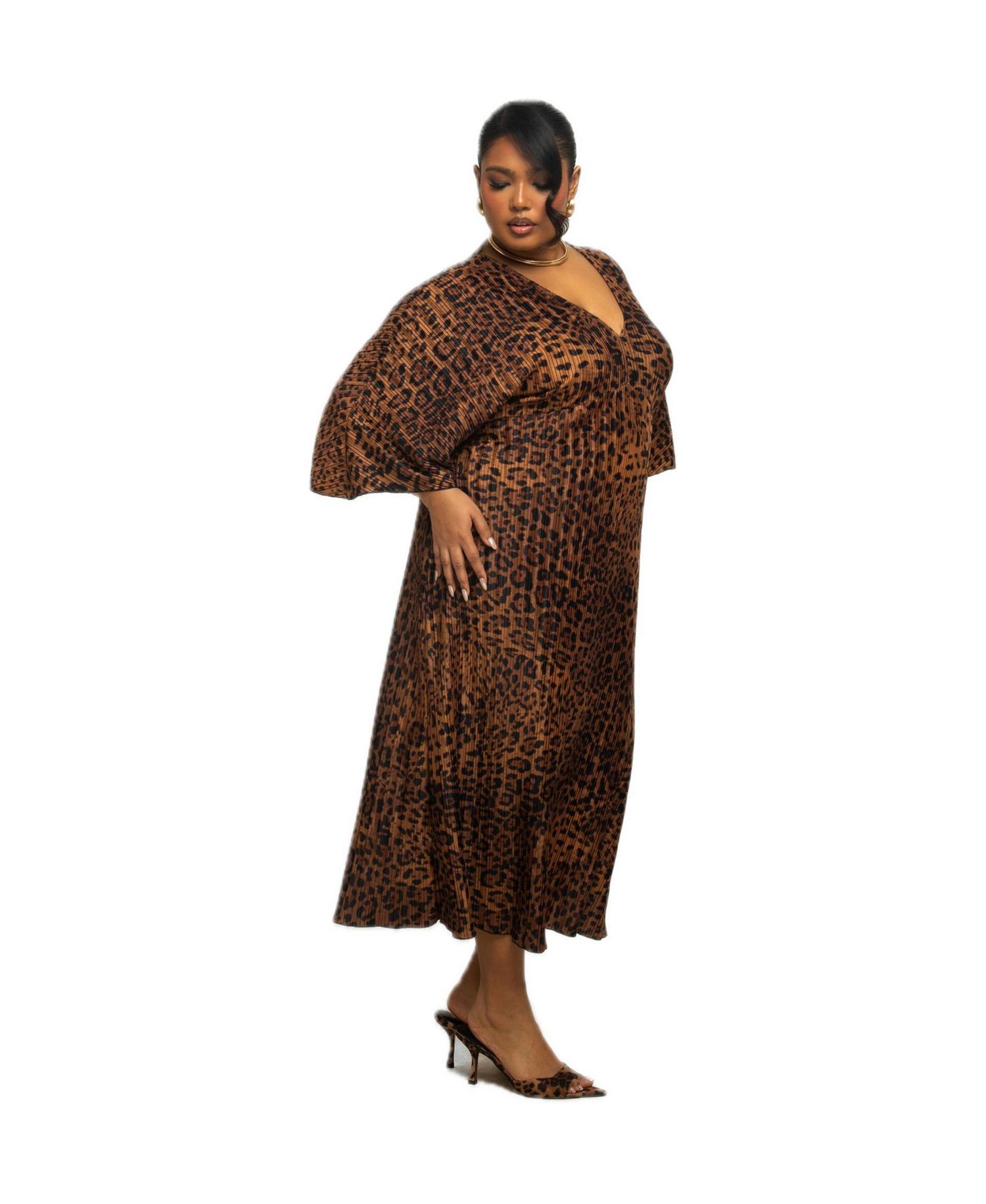 Women's Leopard Print Midi Dress