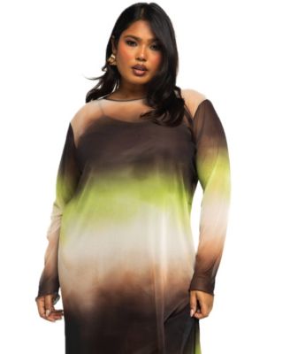 Women's Flowy Ombre Print Midi Dress