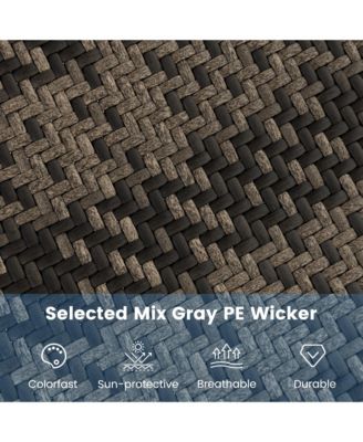 2 PCS Patio Folding Rattan Sling Chair Rocking Lounge Chaise Armrest Garden