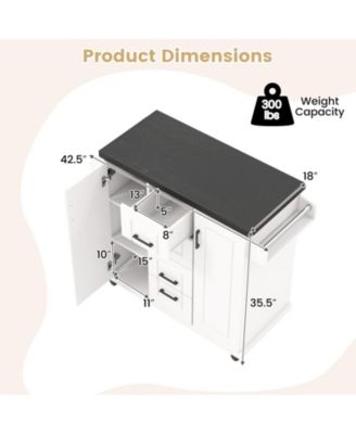 Rolling Kitchen Island Cart on Wheels with Storage Cabinets