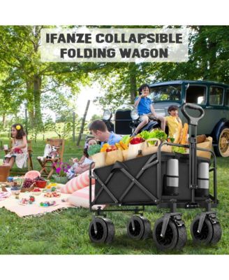 560lbs Heavy Duty Folding Garden Wagon Cart 155L Large Capacity Utility Foldable Beach Cart with All-Terrain Wheels