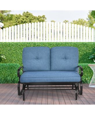 Glider Outdoor Patio Rocking Bench Loveseat Cushioned Seat Steel Frame