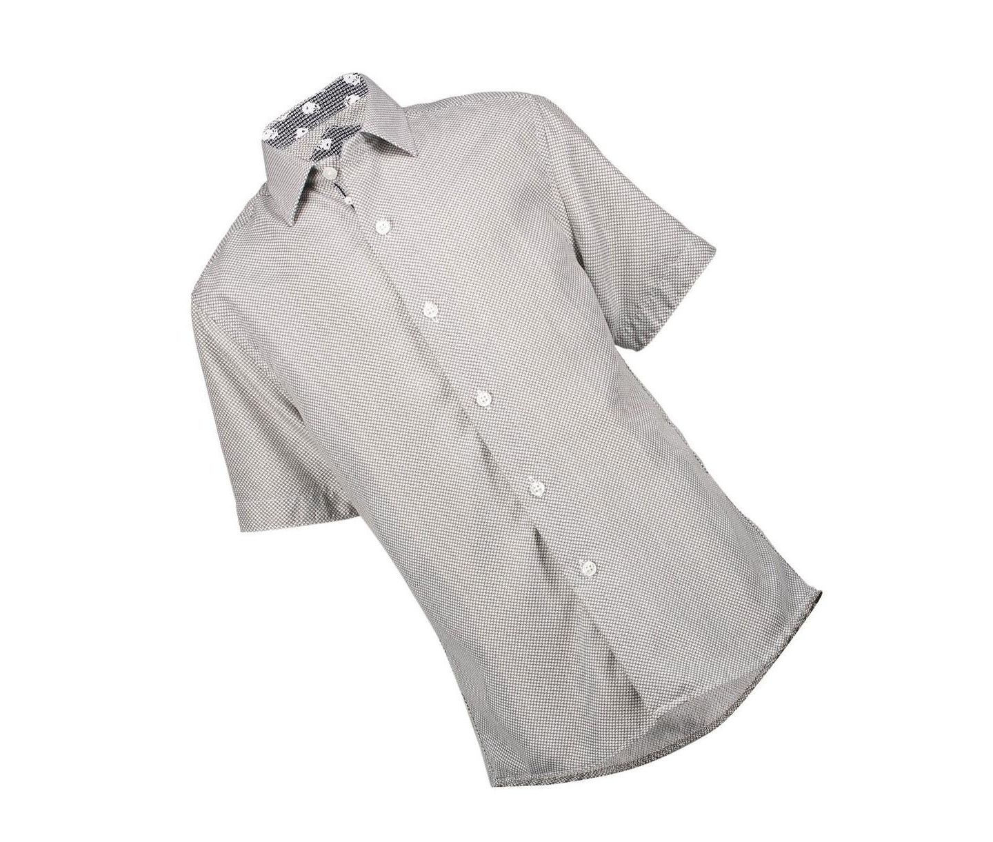 Рубашка Elie Balleh Blue Micro Houndstooth Button-Down Slim Fit Short Sleeve Shirt для мальчиков, цвет: Чёрный — фото 2