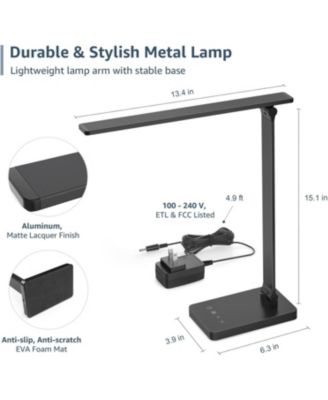 LED Desk Lamp with 9.5W 750LM Metal Touch Control , 5 Color Modes 5 Brightness Level, Eye Caring  For Reading, Crafts, School Supplies, White