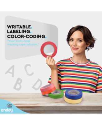 Colored Masking Tape (6 Pack) 1080 Ft x 1 in - Colored Masking Tape 1 inch Wide x 180 Feet (60 Yards) per roll - Painters Tape, Great for Arts Crafts & Labeling