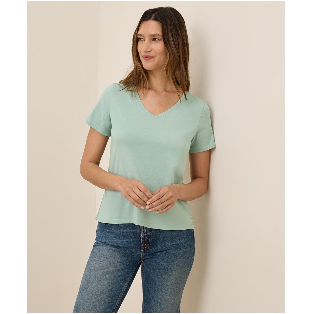 Women's Organic Cotton Softspun V-Neck Tee - Agave