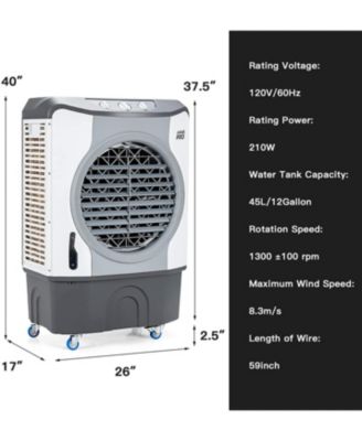 4-in-1 Industrial Evaporative Air Cooler Fan with 45 L Tank and Wheels