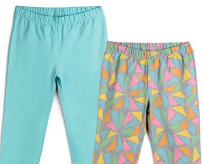 Girls Fair Trade Organic Cotton Reinforced Knee Leggings 2-pack