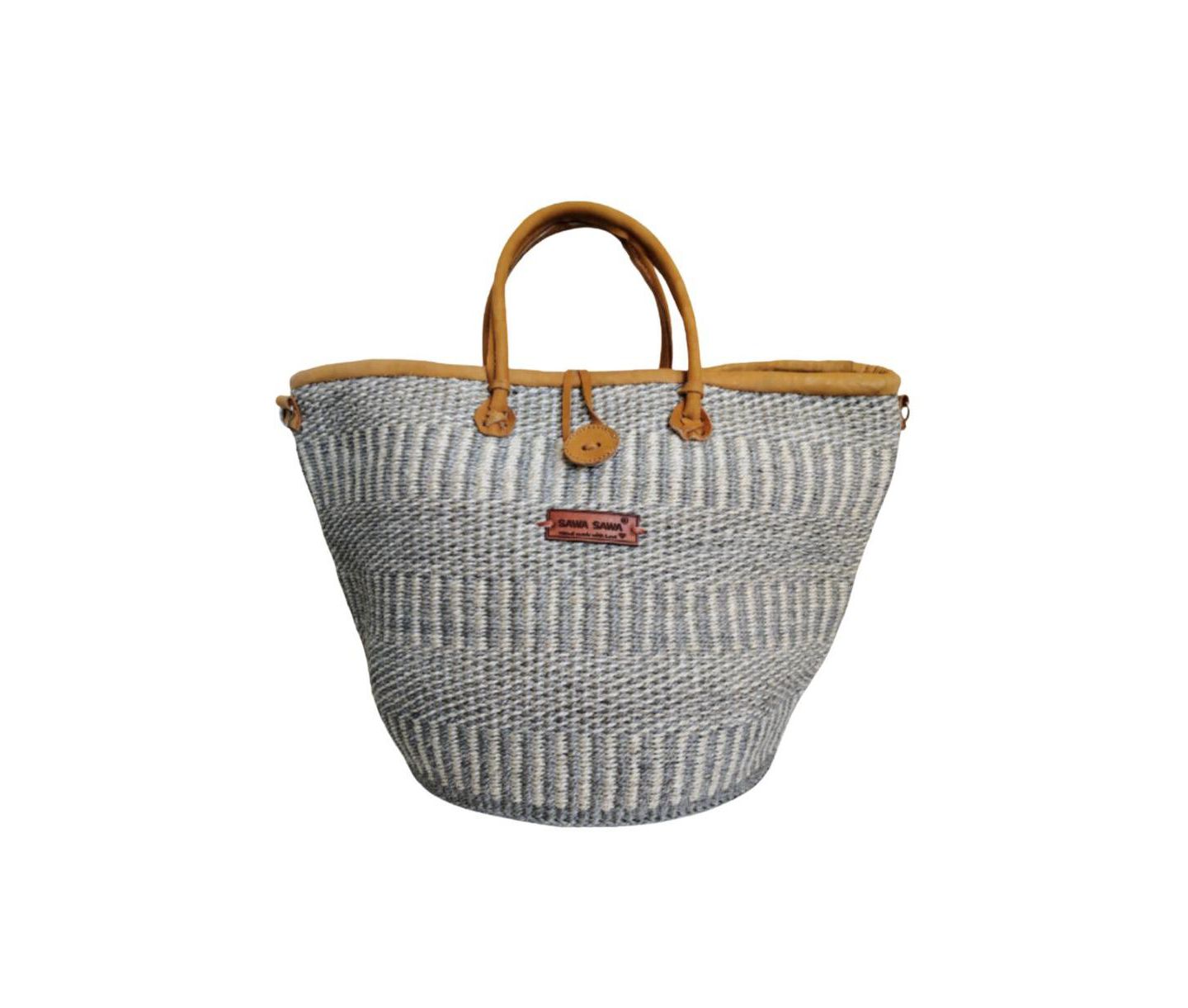 Женская сумка SAWA SAWA Ash Wisdom Handwoven Sisal Straw Basket, цвет: Серый / Молочный — фото 1