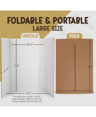 Trifold Poster Board 36" x 48" White Presentation Board - Self-Adhesive Science Subtitles Included - Science Fair Display Boards, for School, Fun Projects and Business Presentations