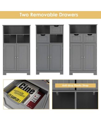 Bathroom Wooden Side Cabinet with 2 Drawers and 2 Doors