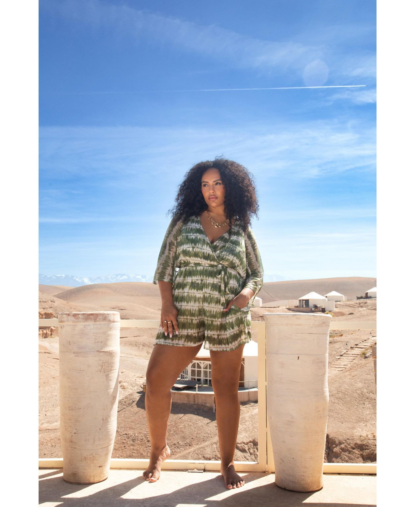 Женский ремень FASHION-SZN CURVE Textured Resort Playsuit With Belt, цвет: Зелёный — фото 4