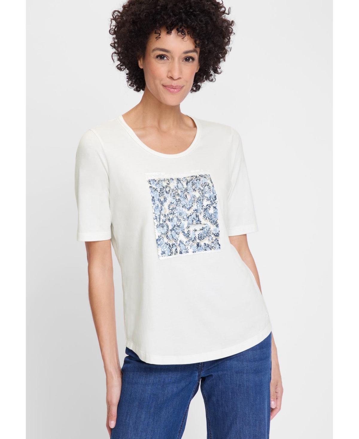 Women's Flip Sequins Leo T-Shirt - Off white