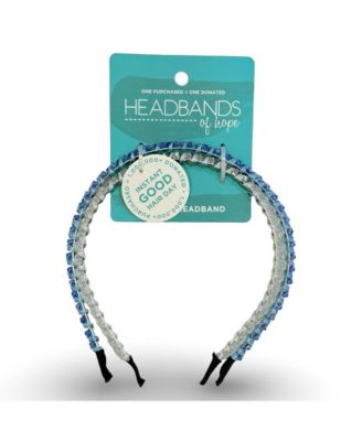 Thin Beaded Headband Set - Blue + Silver