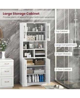 Tall Bathroom Cabinet Large Floor Storage Cabinet with Acrylic Doors and 3 Cubes