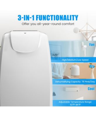 12000 BTU(Ashrae) Dual Hose Portable Air Conditioner with Remote Control