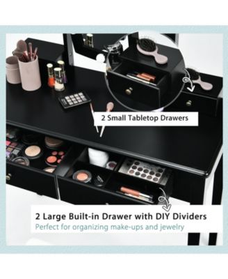 Vanity Table Set with Lighted Mirror for Bedroom and Dressing Room