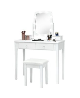 Vanity Table Set with Lighted Mirror for Bedroom and Dressing Room