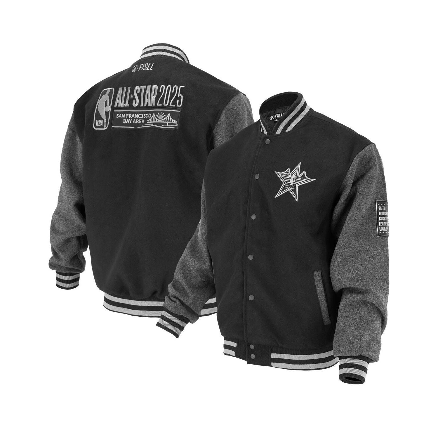 Men's and Women's Black 2025 All-Star Game Full-Snap Varsity Jacket