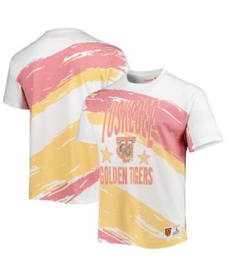 Mitchell & Ness - Men's White Tuskegee Golden Tigers Paintbrush Sublimated T-Shirt