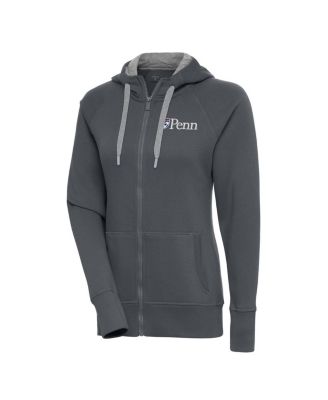 Antigua - Women's Charcoal Pennsylvania Quakers Victory Full-Zip Hoodie
