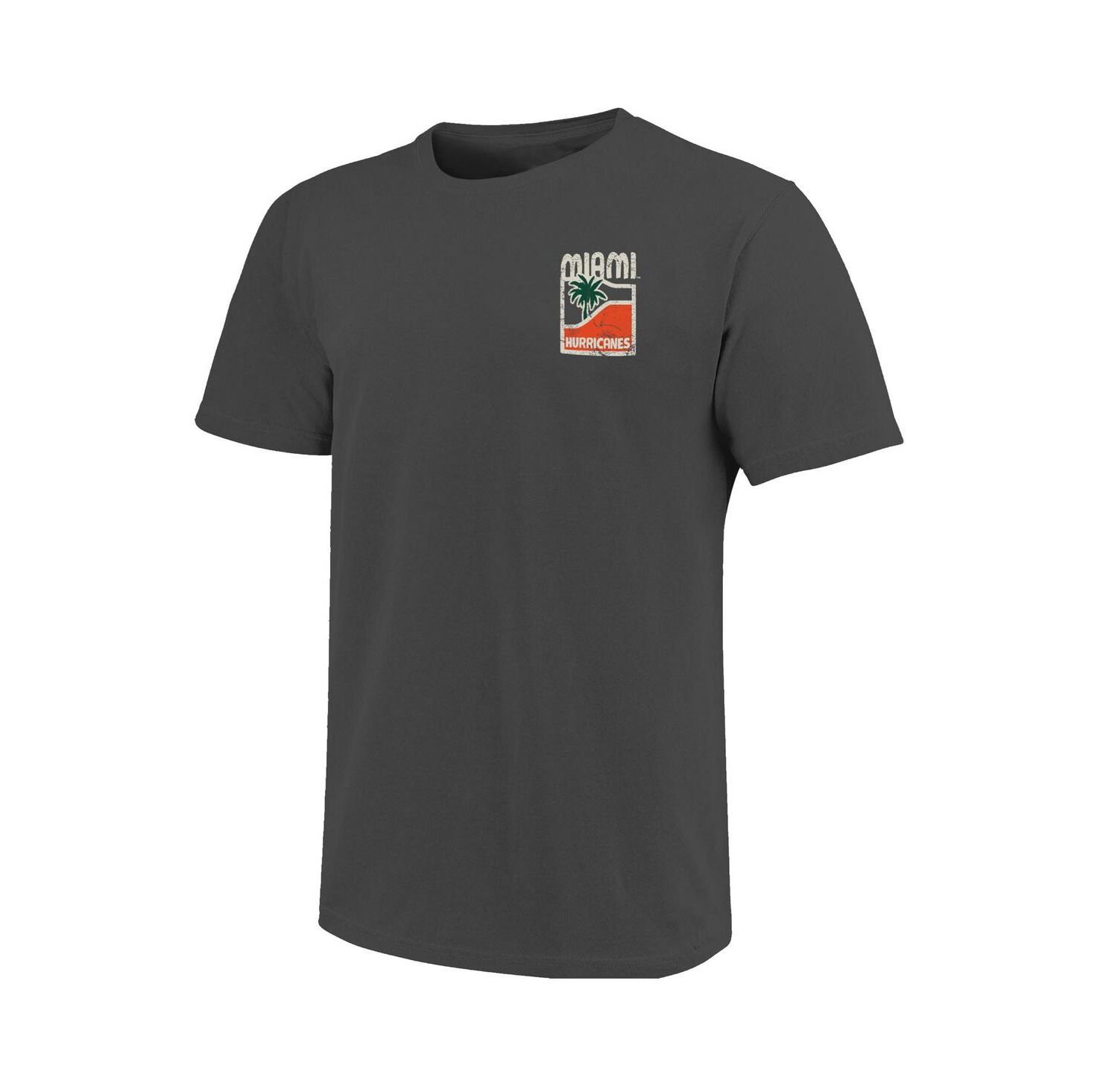 Men's Graphite Miami Hurricanes Comfort Colors Minimal Vista Distressed Graphics T-Shirt