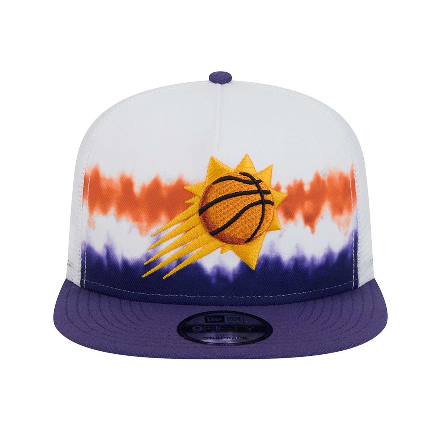 Men's White/Purple Phoenix Suns Dip-Dye 9FIFTY A-Frame Trucker Snapback Hat