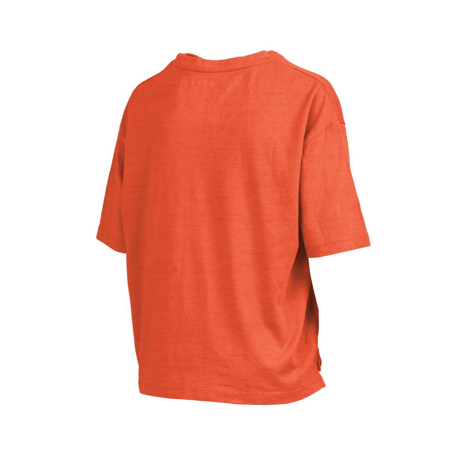 Women's Orange Oklahoma State Cowboys Nelson Arch Over Logo Waist Length Oversized Slub T-Shirt