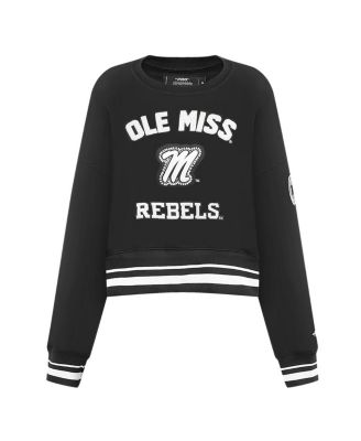 Women's Black Ole Miss Rebels Cropped Pullover Sweatshirt