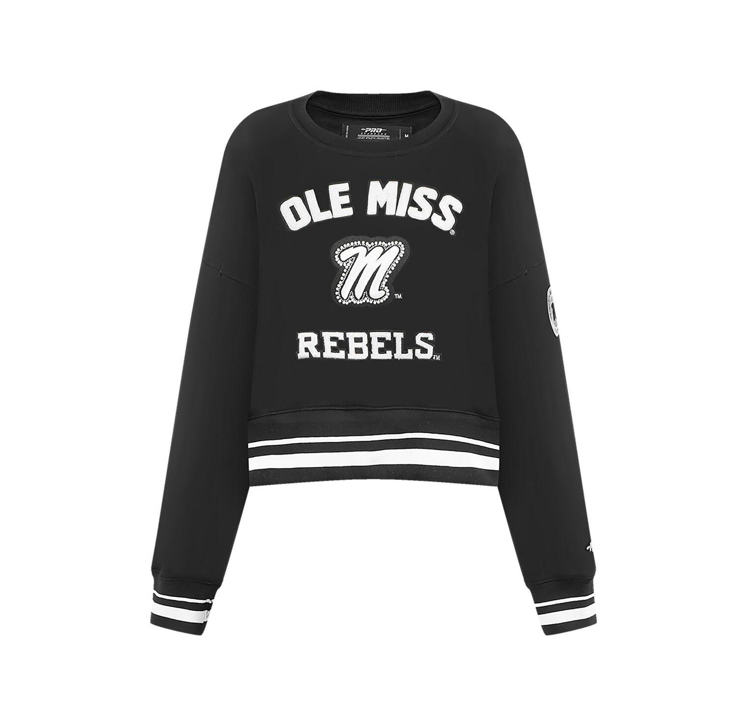 Women's Black Ole Miss Rebels Cropped Pullover Sweatshirt