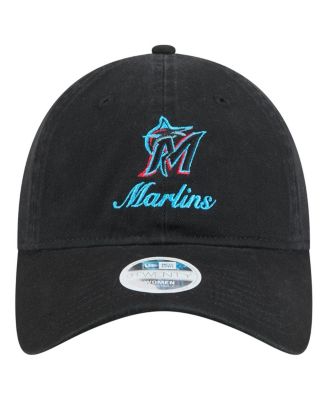 Women's Black Miami Marlins Preppy Team 9TWENTY Adjustable Hat