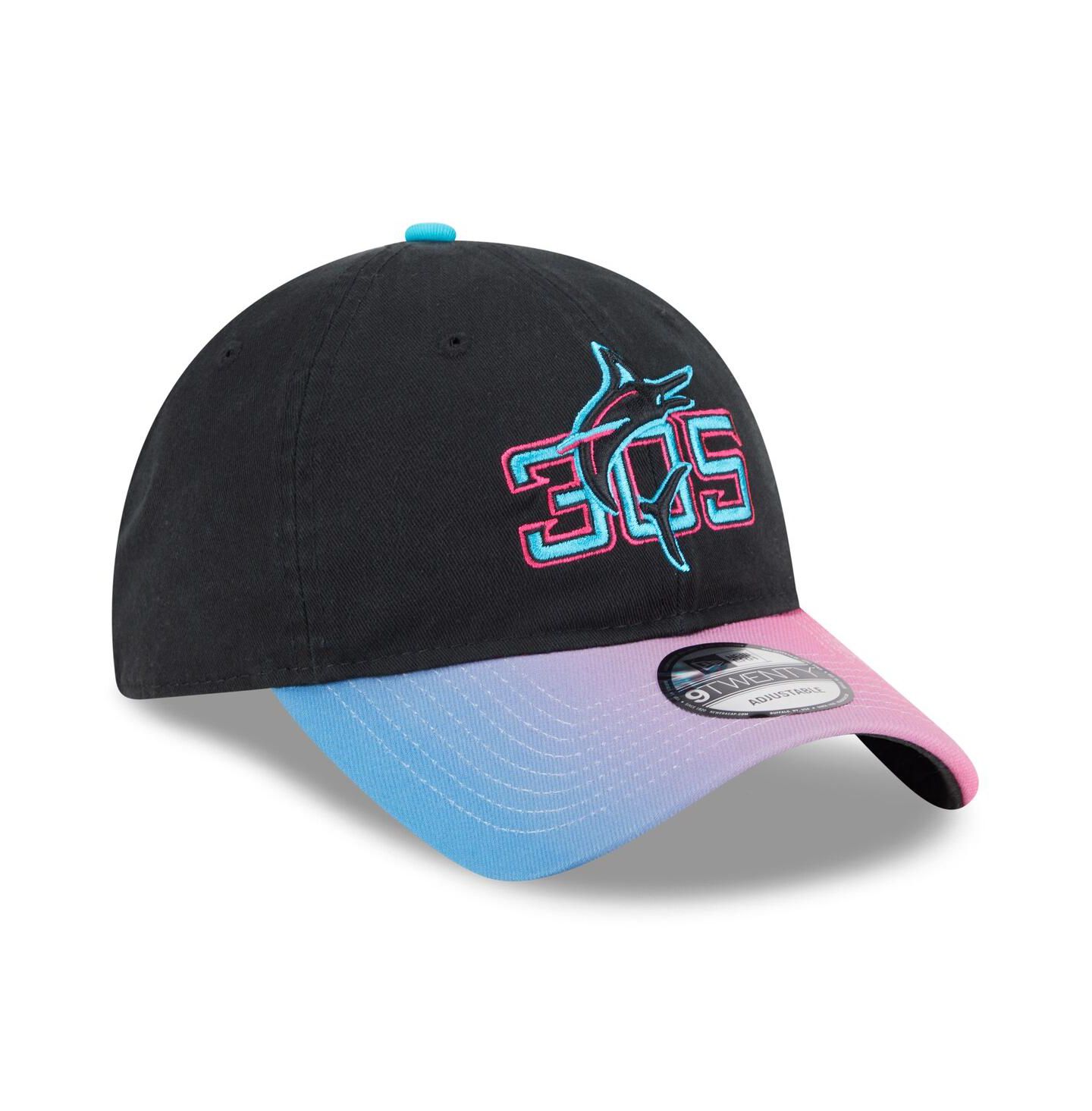 Мужская кепка New Era Black/Pink Miami Marlins 2025 City Connect 9TWENTY Adjustable Hat — фото 3